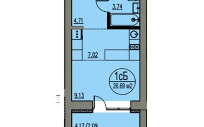 Квартира-студия №5-26.69 кв.м. 1 подъезд