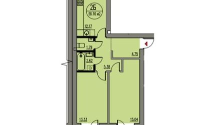 Квартира 2-х комнатная  №6-57.8 кв.м. 1 подъезд