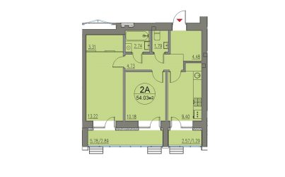 Квартира 2-х комнатная номер17-53.8 кв.м. 1 подъезд