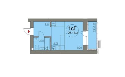 Квартира-студия №65-26.13 кв.м. 2 подъезд