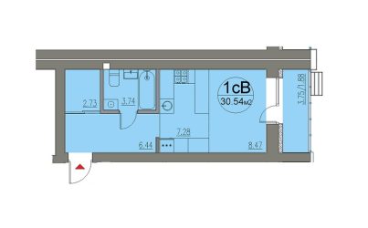 Квартира-студия №69-30.54 кв.м. 2 подъезд