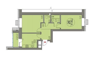 Квартира 2-х комнатная №109-51.80 кв.м. 3 подъезд