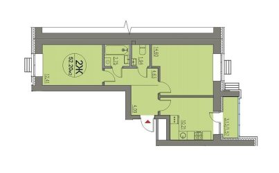 Квартира 2-х комнатная номер196-52.36 кв.м. 5 подъезд