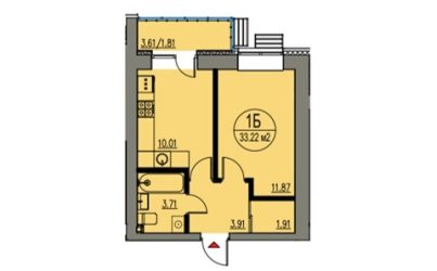 Квартира 1 комнатная №57-33.22 кв.м. 1 подъезд